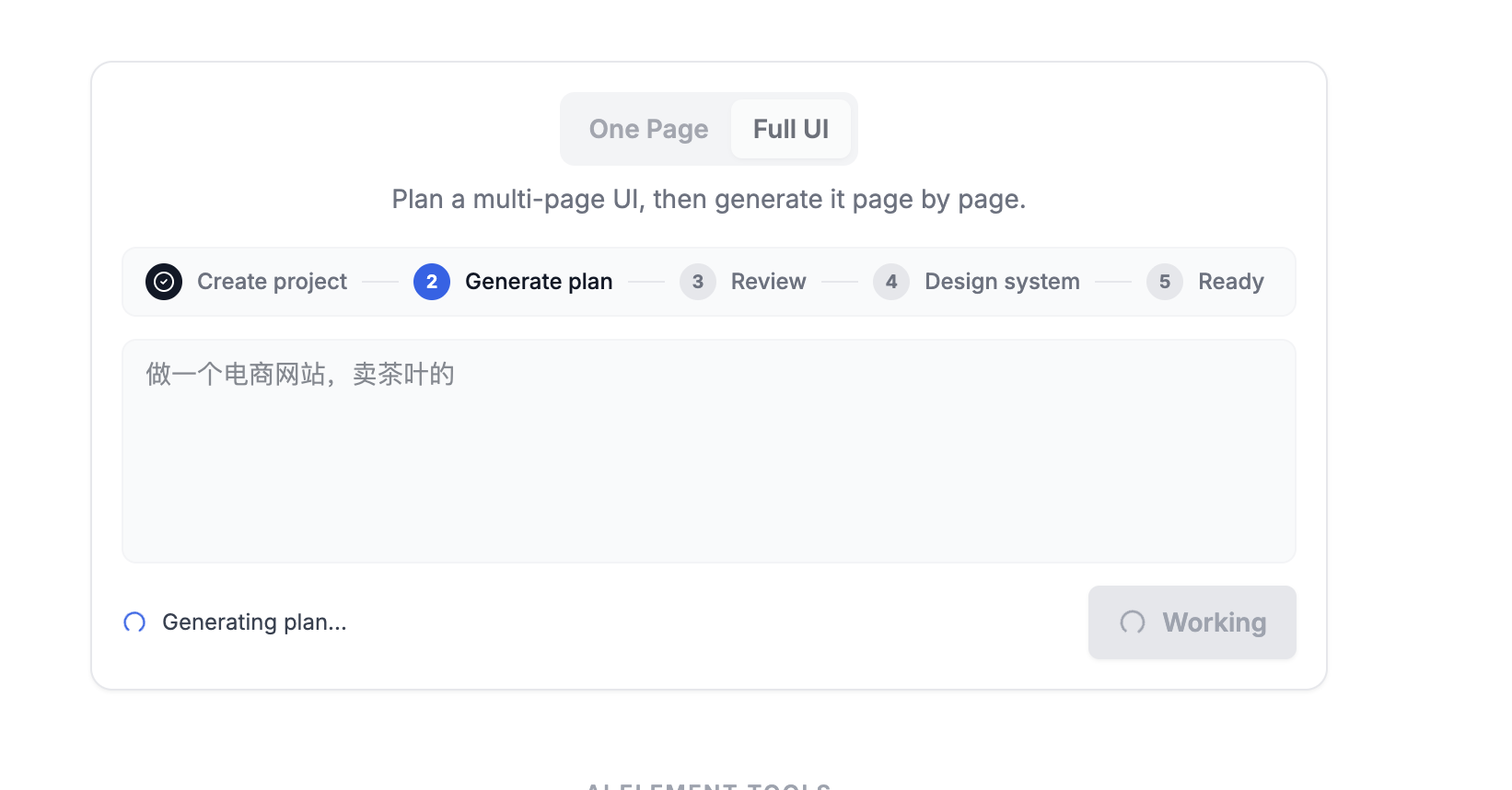 Projektant interfejsu użytkownika AI generujący responsywny interfejs pulpitu nawigacyjnego z podglądem kodu React i Tailwind CSS w czasie rzeczywistym przy użyciu modeli Gemini i GPT.