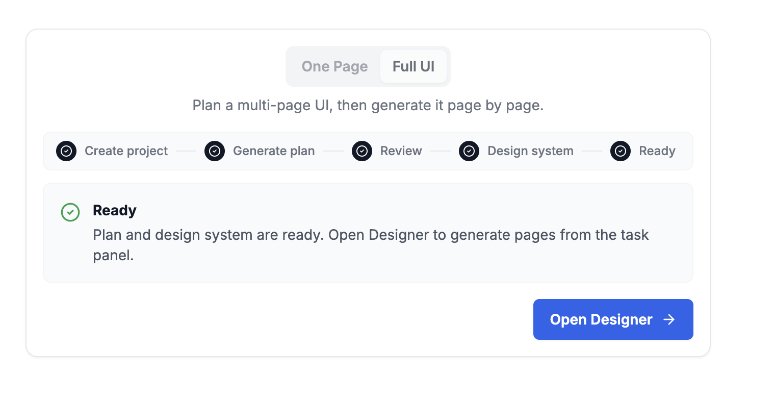 Projektant interfejsu użytkownika AI generujący responsywny interfejs pulpitu nawigacyjnego z podglądem kodu React i Tailwind CSS w czasie rzeczywistym przy użyciu modeli Gemini i GPT.