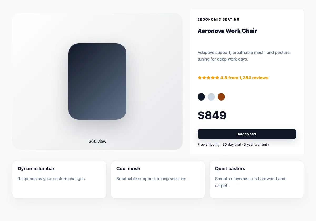 Ergonomic Chair Product Page preview